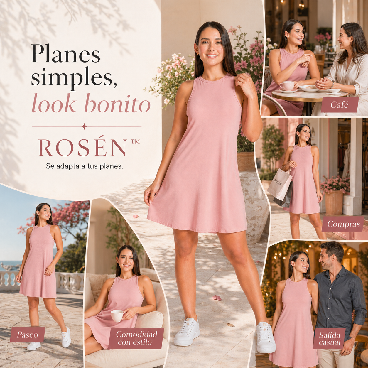 VESTIDO ROSÉN™ | Ese rosa suave que arregla el día sin pedir permiso.