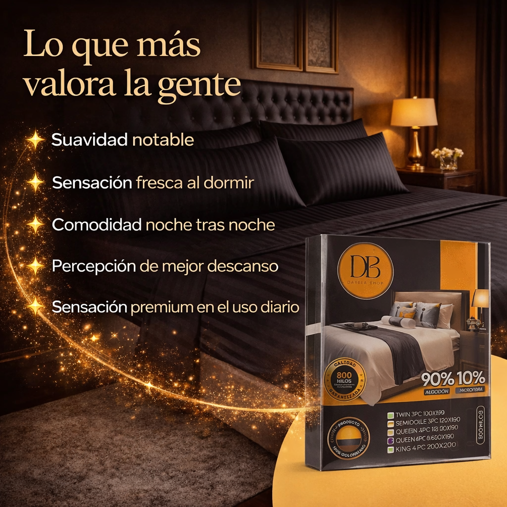 Sábanas Ébano Luxe™ | Suaves, frescas y comodas para descansar.