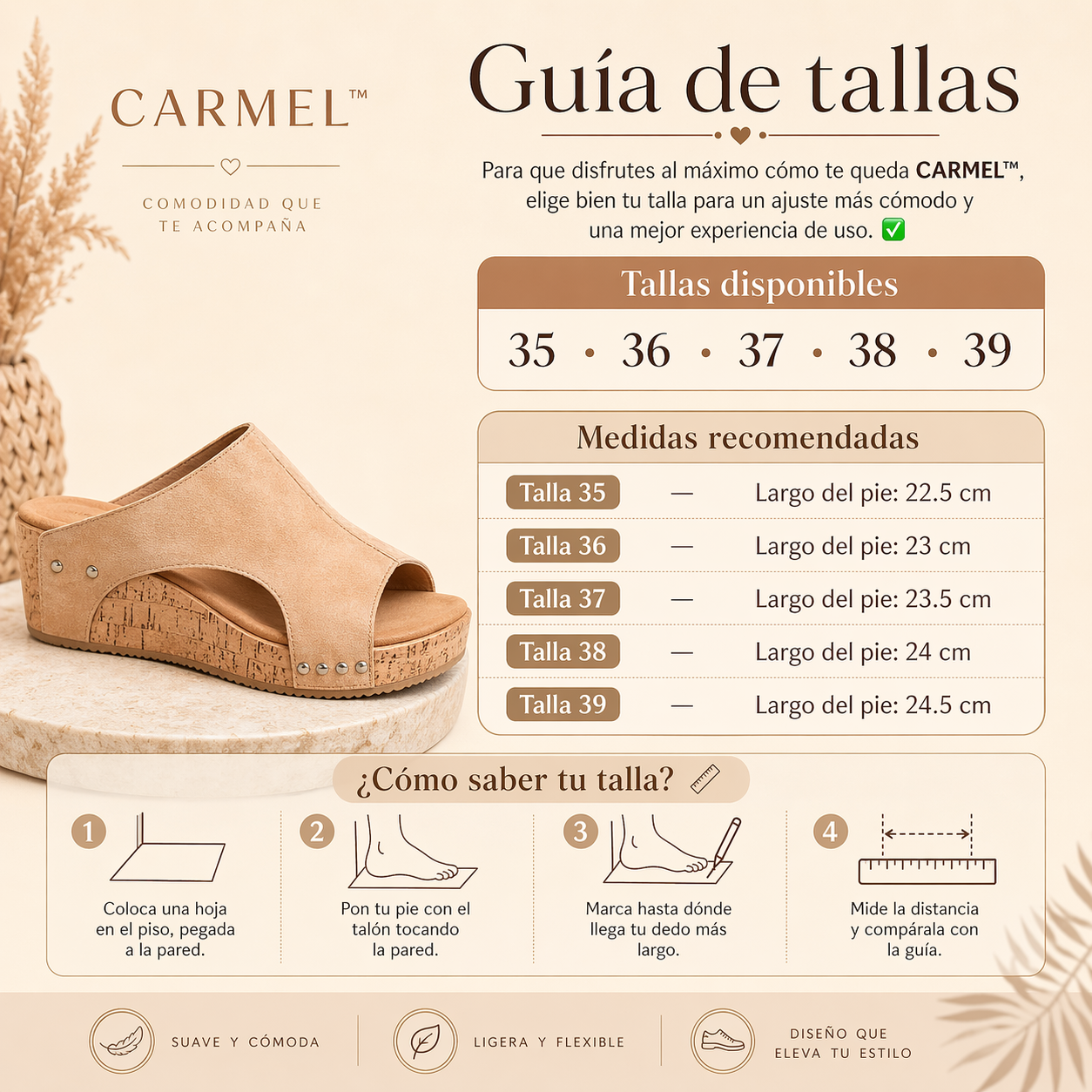 CARMEL™ | Natural, cómoda y fácil de combinar.