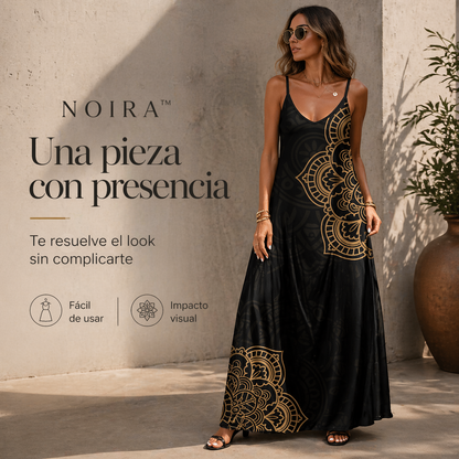 VESTIDO NOIRA™ | Elegancia fluida con arte que roba miradas.
