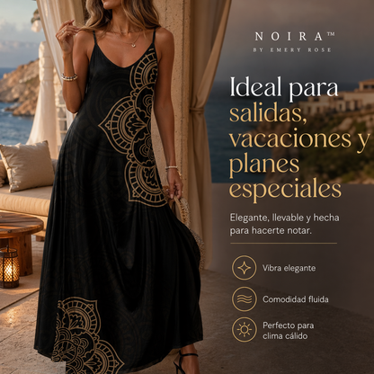VESTIDO NOIRA™ | Elegancia fluida con arte que roba miradas.