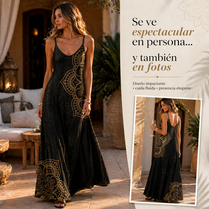 VESTIDO NOIRA™ | Elegancia fluida con arte que roba miradas.