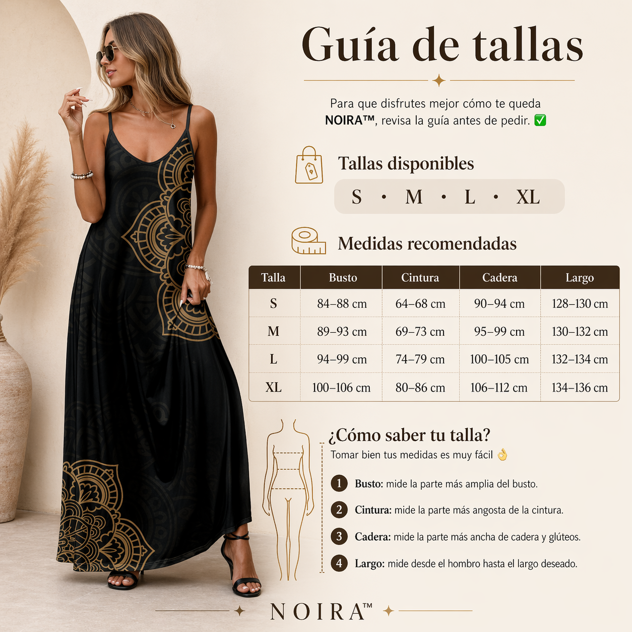 VESTIDO NOIRA™ | Elegancia fluida con arte que roba miradas.