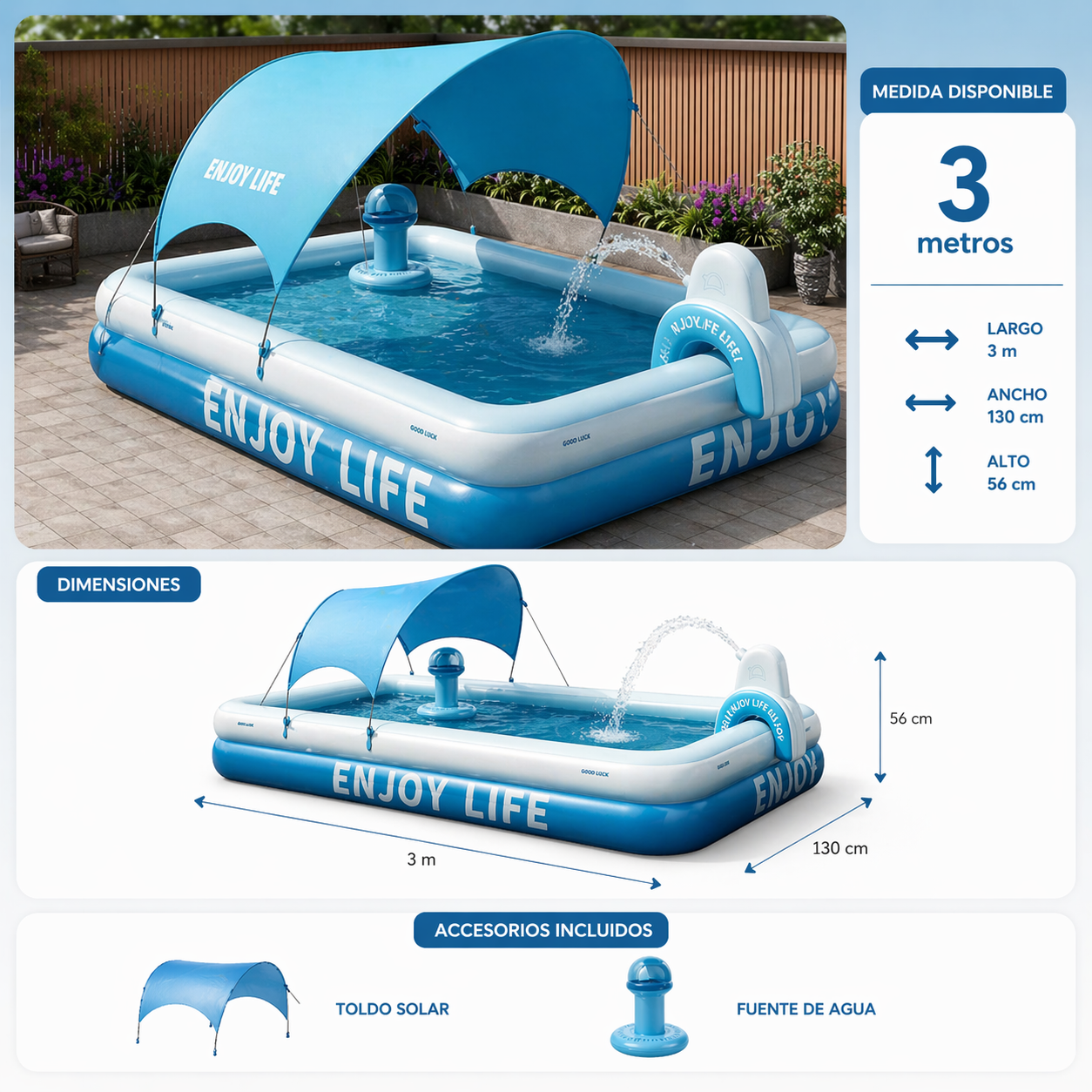 AQUAPARK MAX™ | Diversión refrescante con sombra y accesorios en un solo espacio.