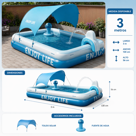 AQUAPARK MAX™ | Diversión refrescante con sombra y accesorios en un solo espacio.