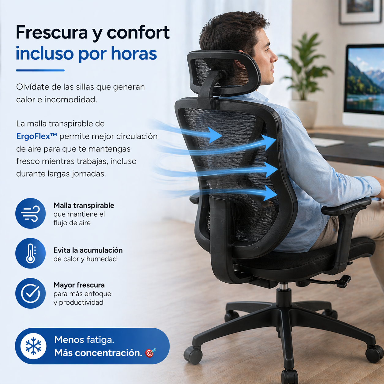 ErgoFlex™ | Trabaja cómodo, corrige tu postura y reduce la fatiga.