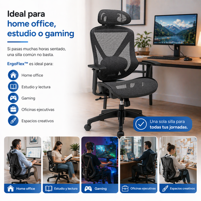 ErgoFlex™ | Trabaja cómodo, corrige tu postura y reduce la fatiga.