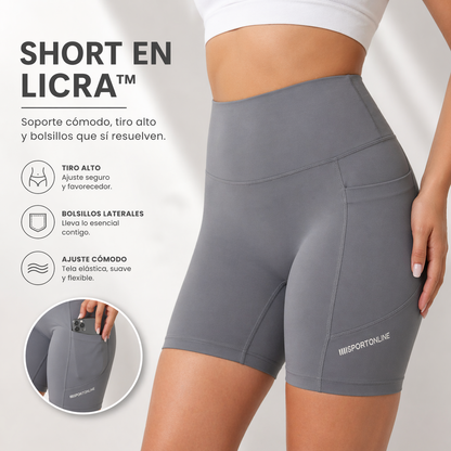 SHORT EN LICRA™ | Soporte cómodo, tiro alto y bolsillos que sí resuelven