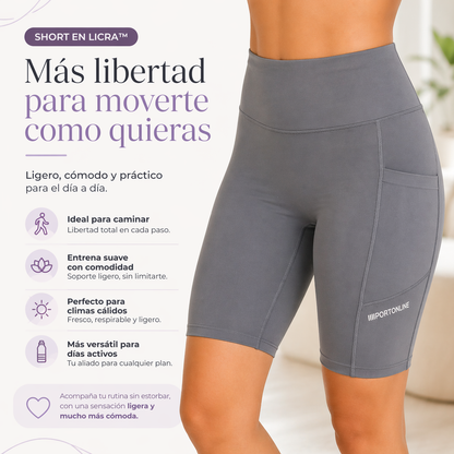 SHORT EN LICRA™ | Soporte cómodo, tiro alto y bolsillos que sí resuelven