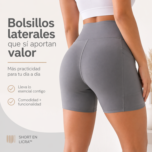SHORT EN LICRA™ | Soporte cómodo, tiro alto y bolsillos que sí resuelven