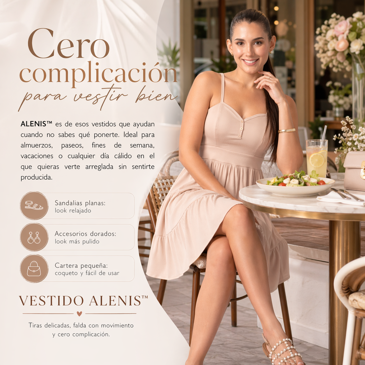 VESTIDO ALENIS™ | Tiras delicadas, falda con movimiento y cero complicación