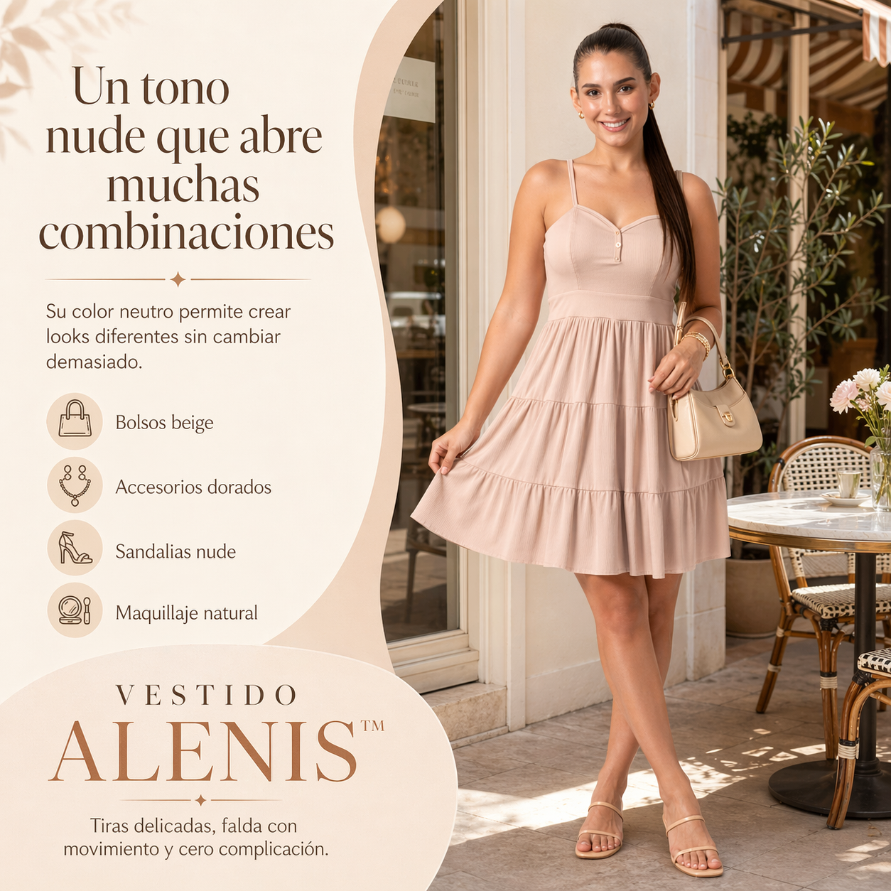 VESTIDO ALENIS™ | Tiras delicadas, falda con movimiento y cero complicación