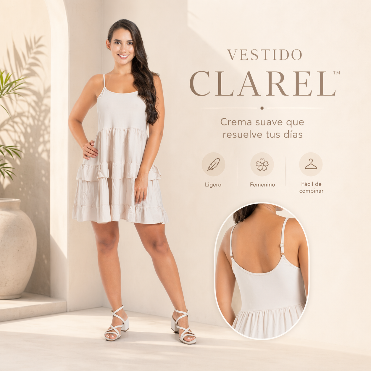 VESTIDO CLAREL™ | Blanco suave que resuelve tus días