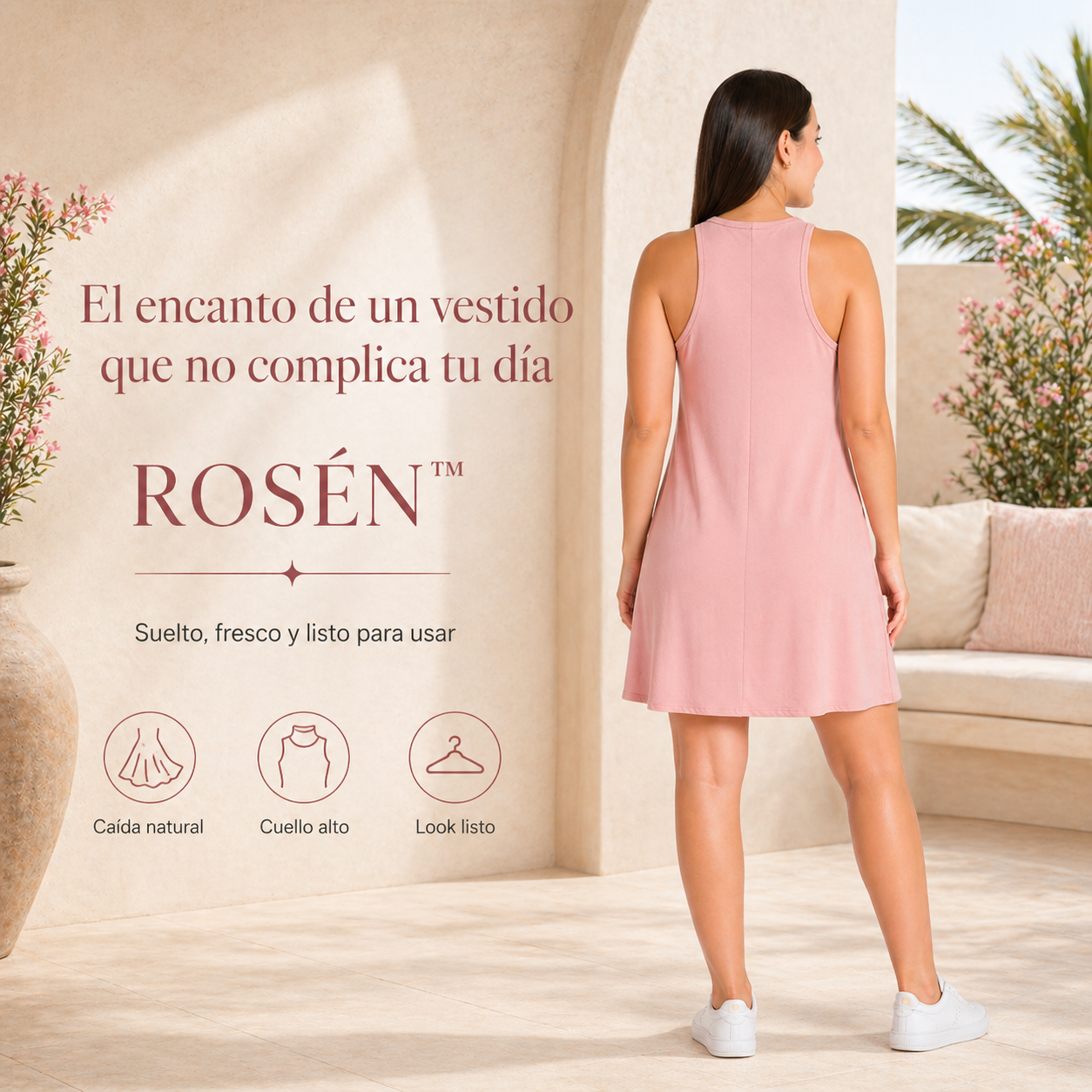 VESTIDO ROSÉN™ | Ese rosa suave que arregla el día sin pedir permiso.