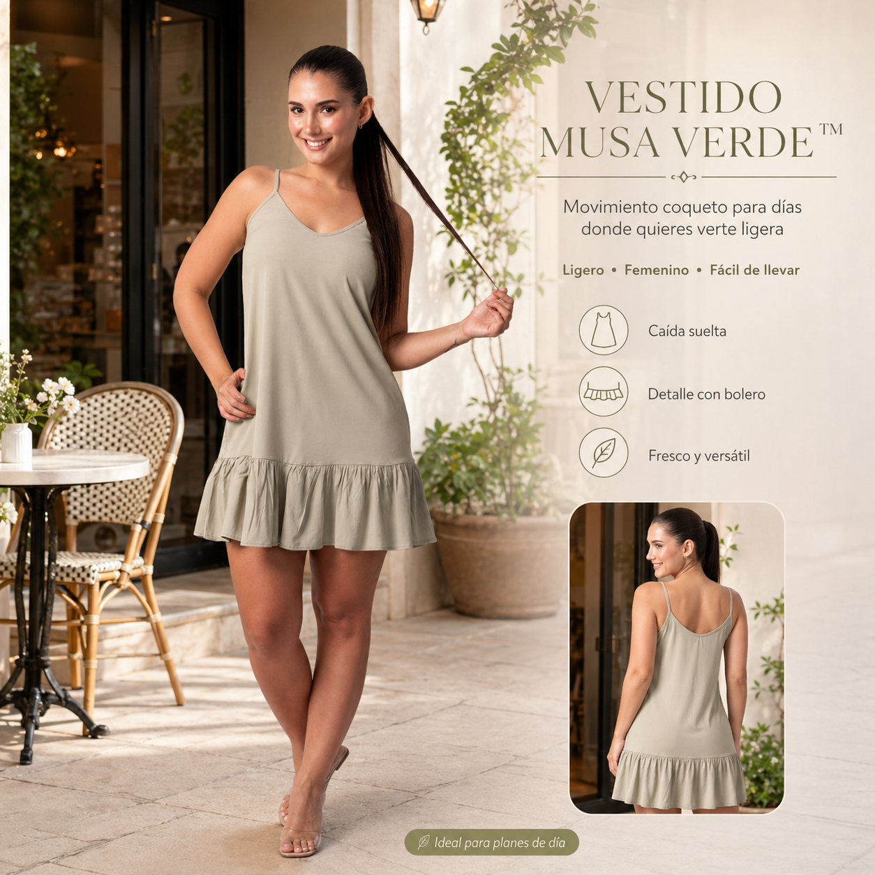 VESTIDO MUSA VERDE™ | Movimiento coqueto para días donde quieres verte ligera.
