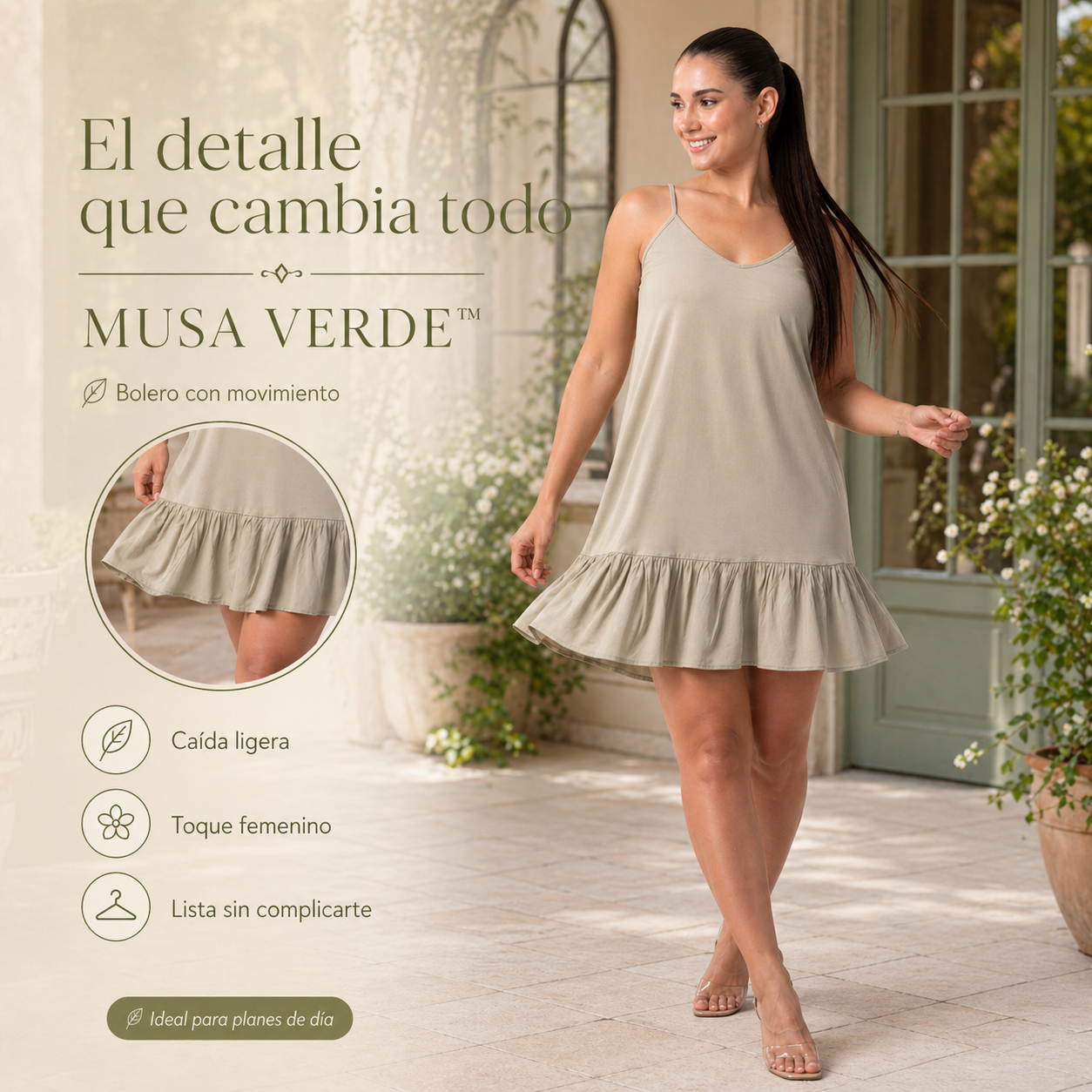VESTIDO MUSA VERDE™ | Movimiento coqueto para días donde quieres verte ligera.
