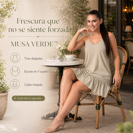 VESTIDO MUSA VERDE™ | Movimiento coqueto para días donde quieres verte ligera.