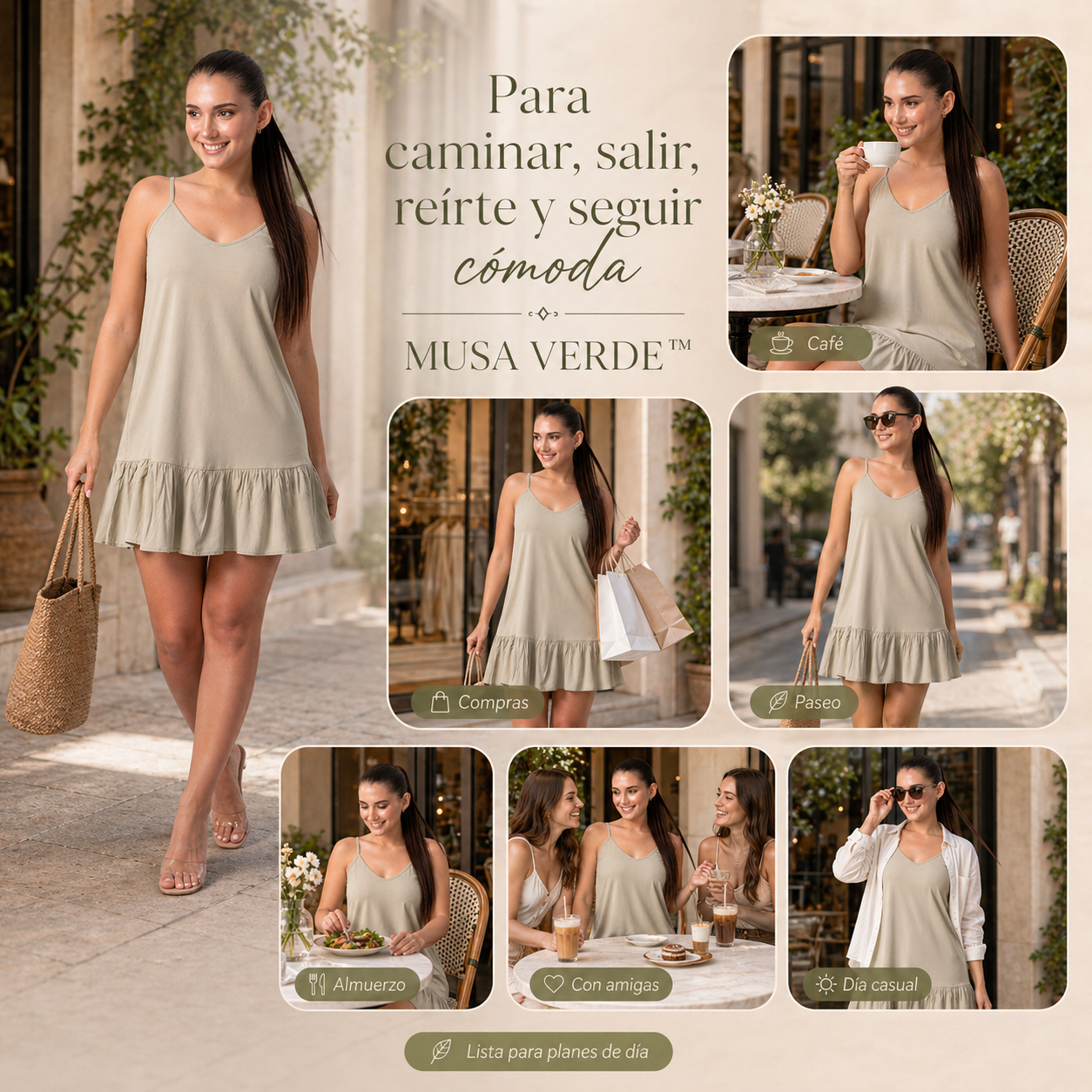 VESTIDO MUSA VERDE™ | Movimiento coqueto para días donde quieres verte ligera.