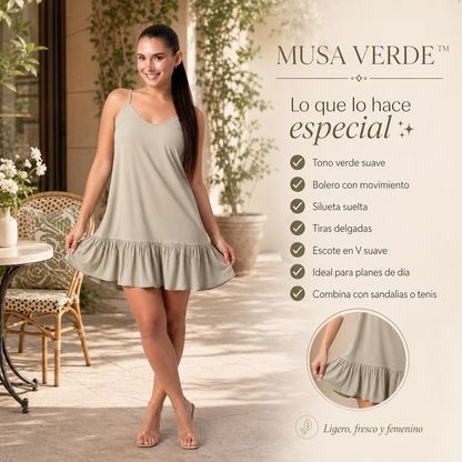 VESTIDO MUSA VERDE™ | Movimiento coqueto para días donde quieres verte ligera.
