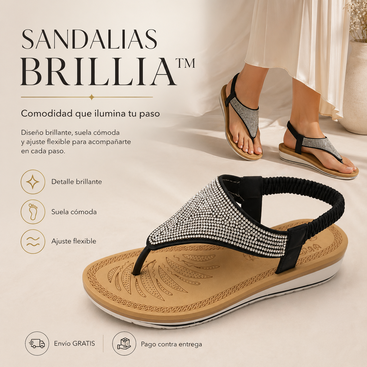 SANDALIAS BRILLIA™ | Comodidad que ilumina tu paso.