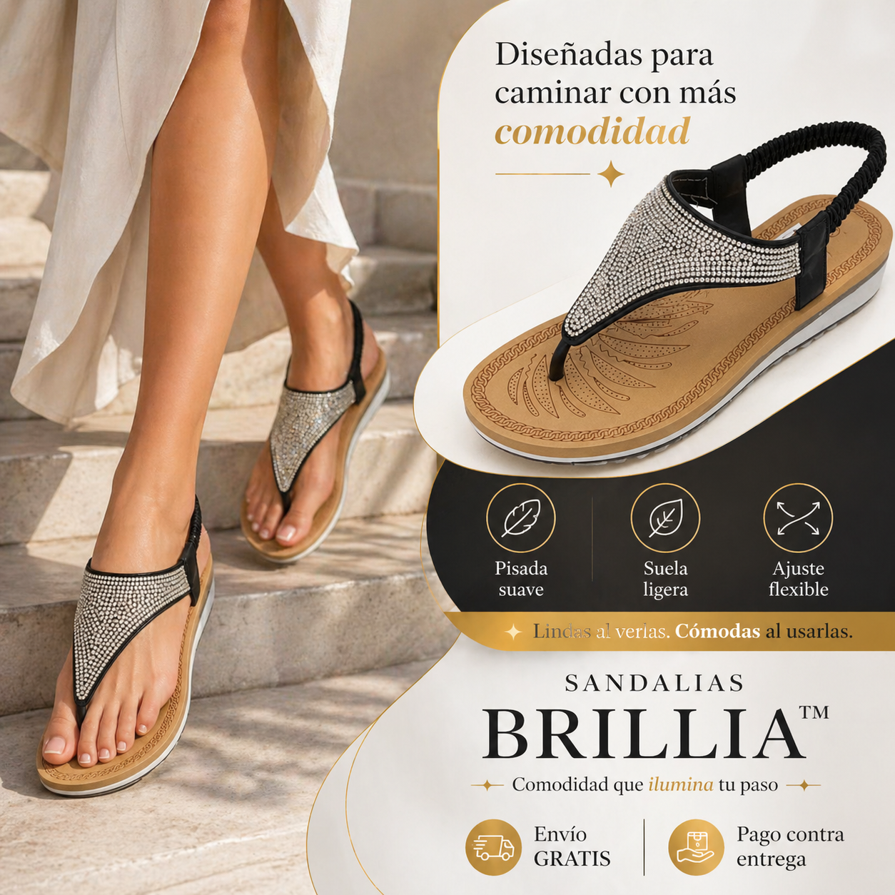 SANDALIAS BRILLIA™ | Comodidad que ilumina tu paso.
