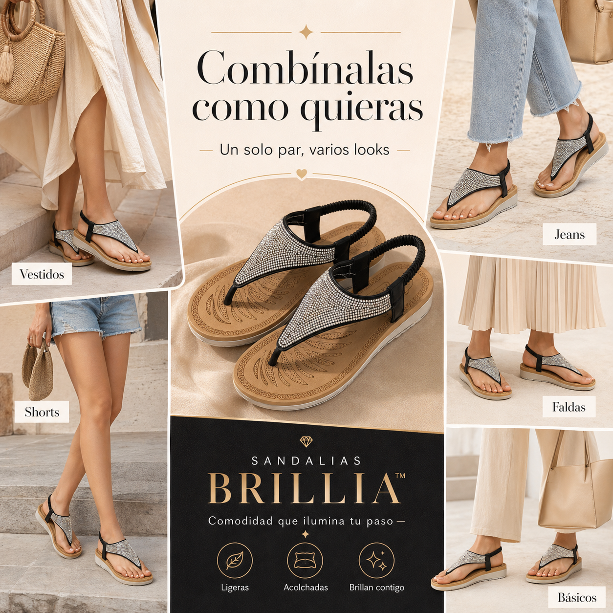 SANDALIAS BRILLIA™ | Comodidad que ilumina tu paso.