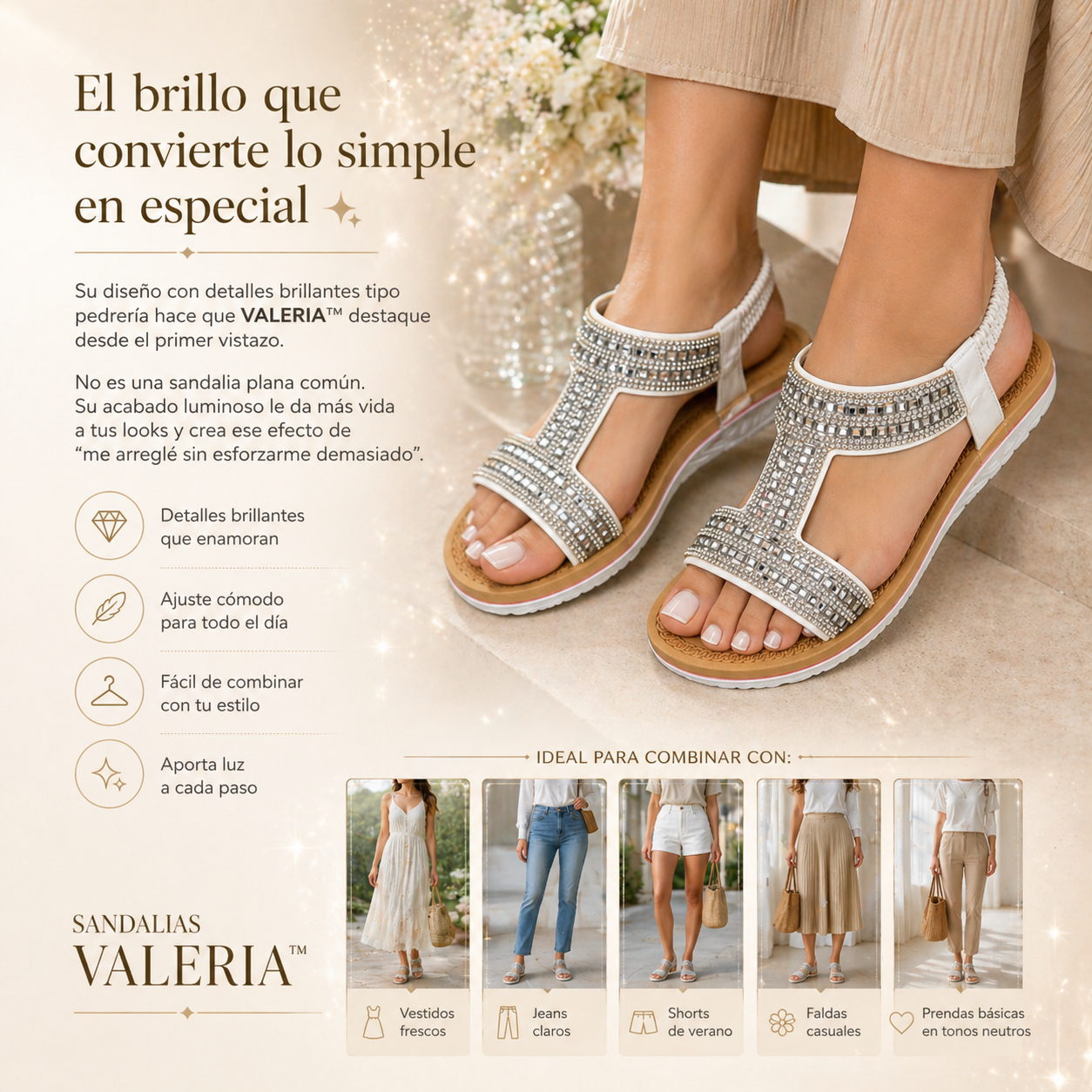 SANDALIAS VALERIA™ | Brillo impecable para elevar cualquier look.