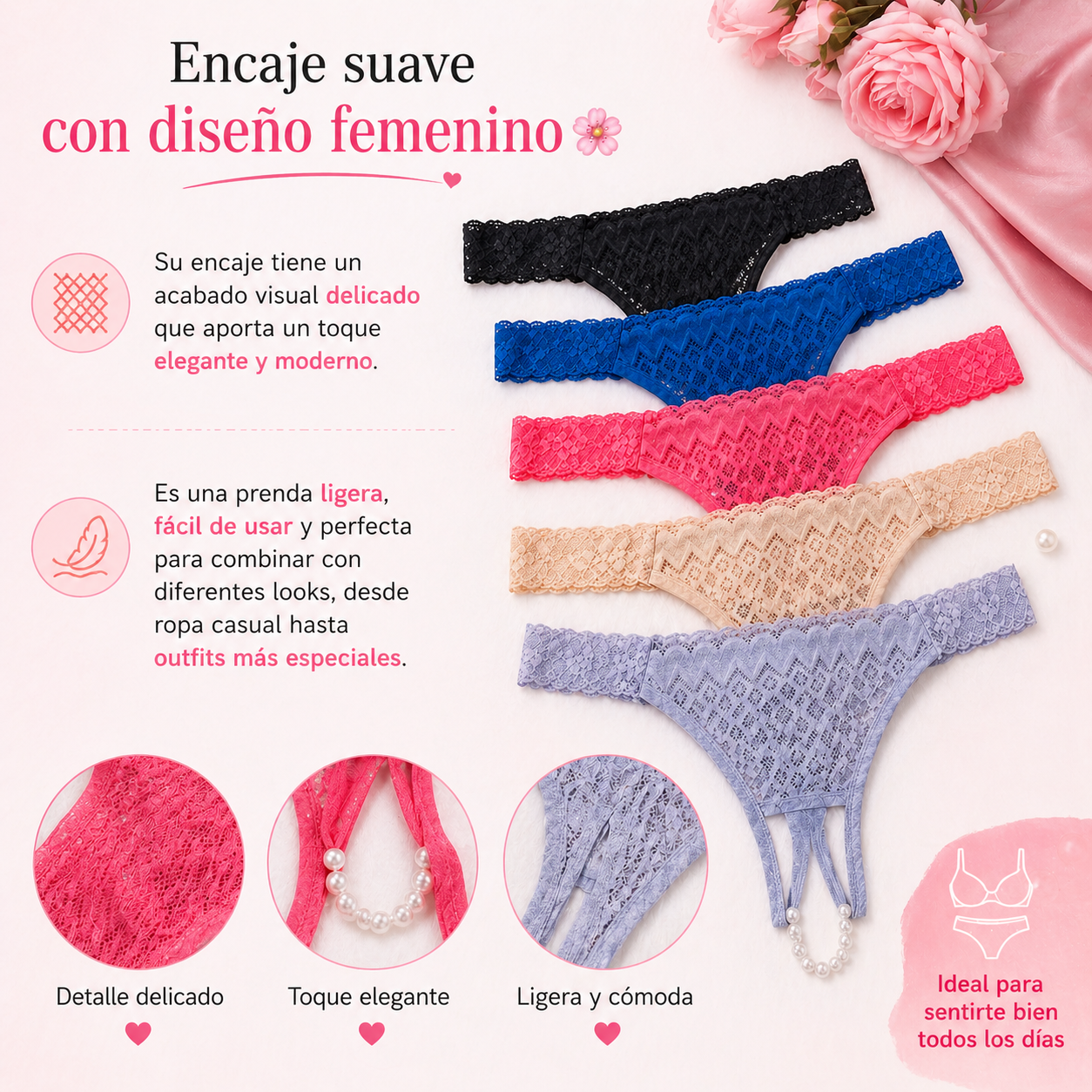 TANGAS BELLA PERLA™ | Diseño delicado para sentirte segura y sexy.