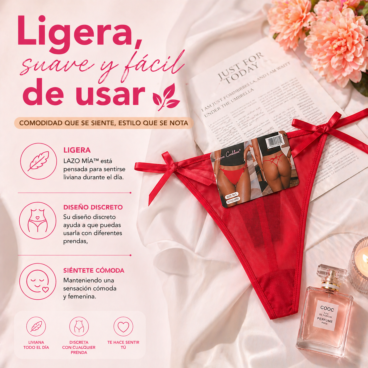 TANGAS LAZO MÍA™ | Diseño delicado con tiras ajustables para sentirte cómoda y femenina.
