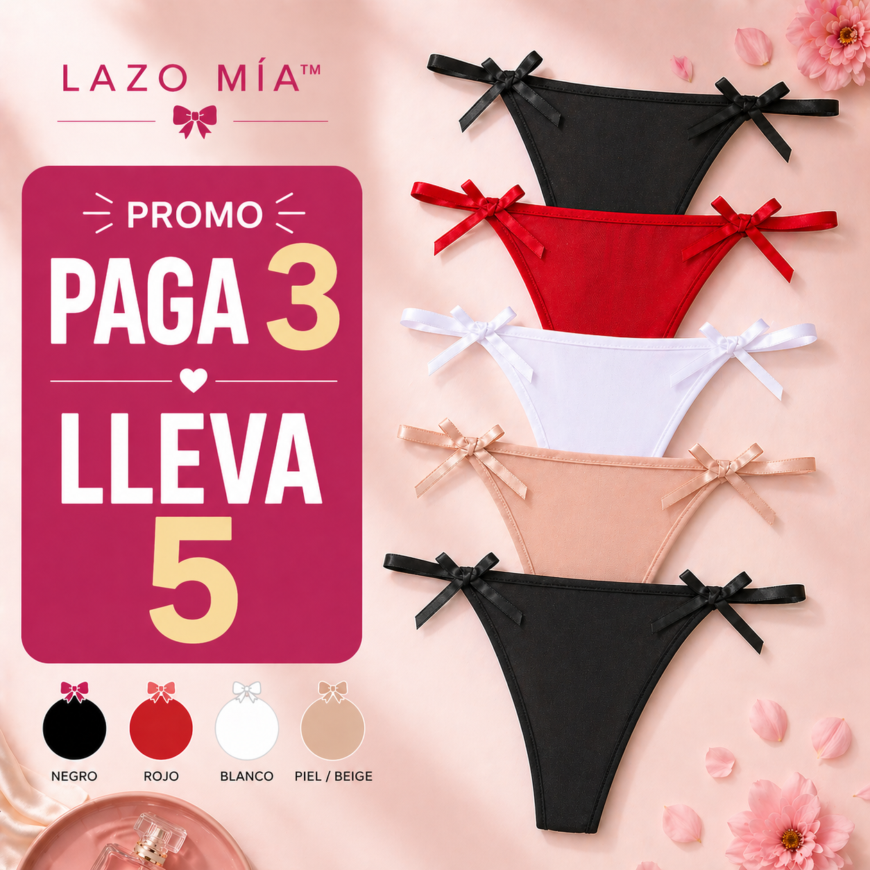 TANGAS LAZO MÍA™ | Diseño delicado con tiras ajustables para sentirte cómoda y femenina.