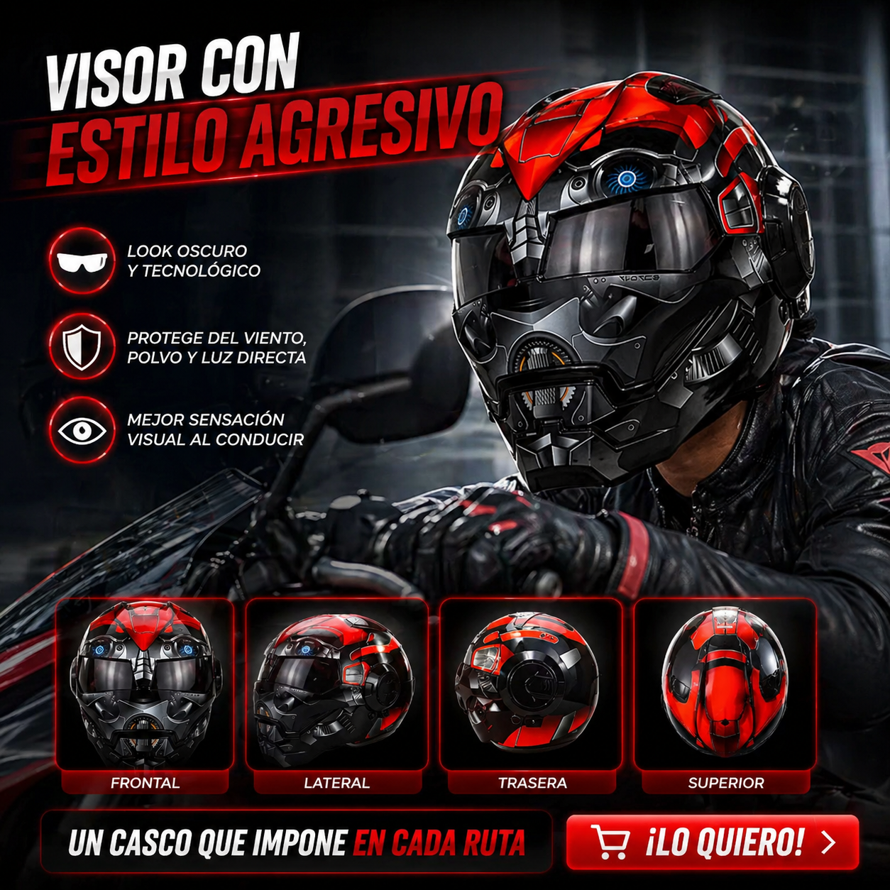 IRON RIDER™ | Casco futurista para dominar la vía.
