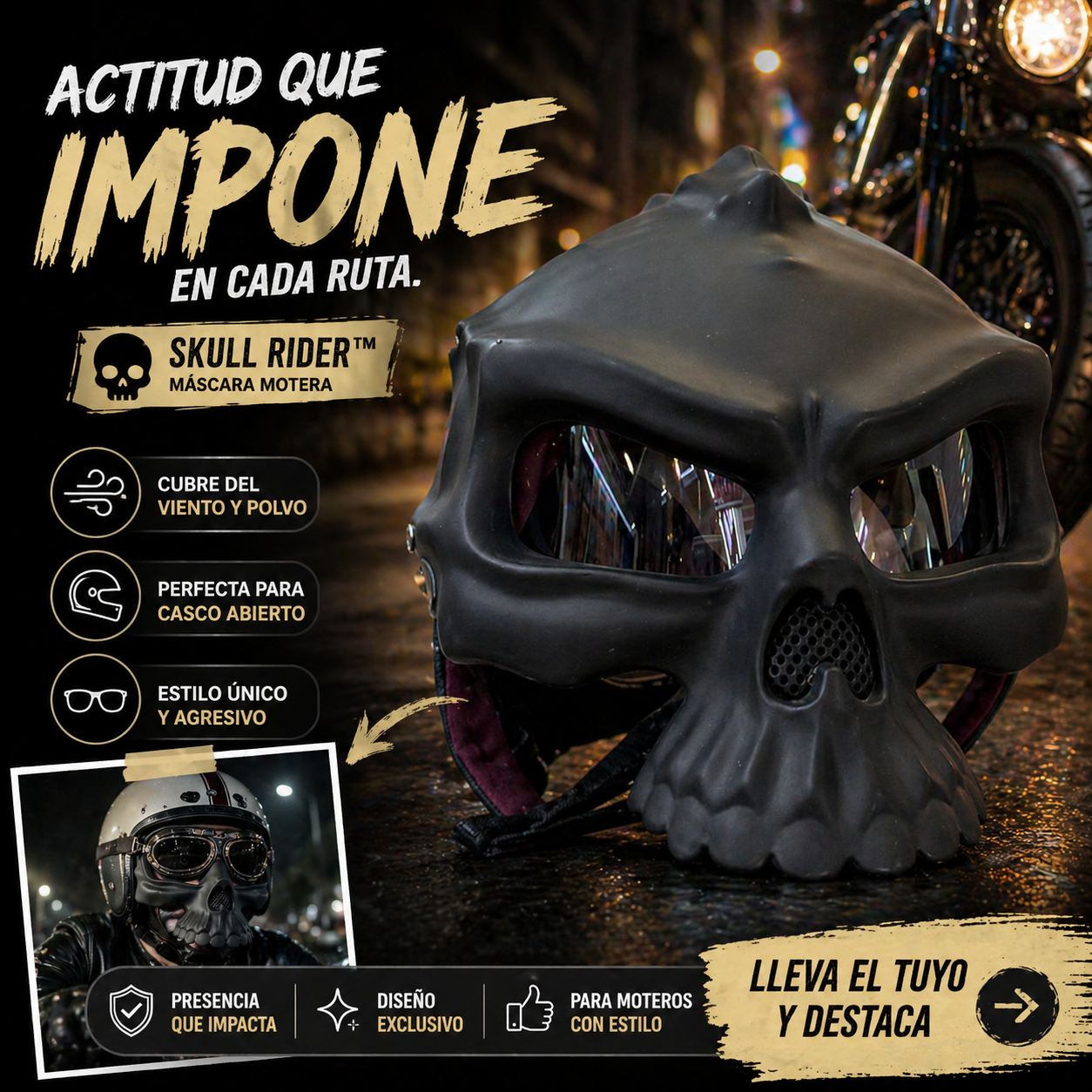SKULL RIDER™ | Máscara motera que impone respeto