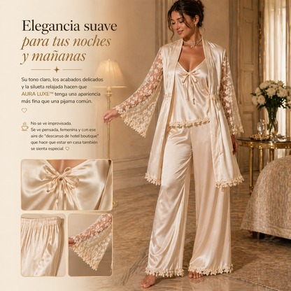 PIJAMA AURA LUXE™ | Tres piezas para descansar con elegancia.