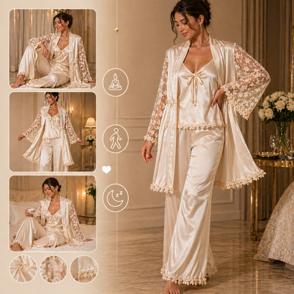 PIJAMA AURA LUXE™ | Tres piezas para descansar con elegancia.