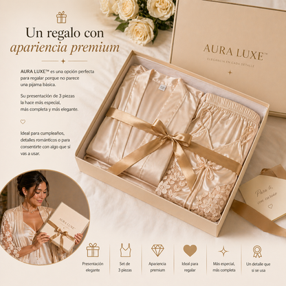 PIJAMA AURA LUXE™ | Tres piezas para descansar con elegancia.