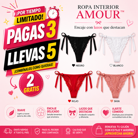 ROPA INTERIOR AMOUR™ | Encaje con lazos que destacan