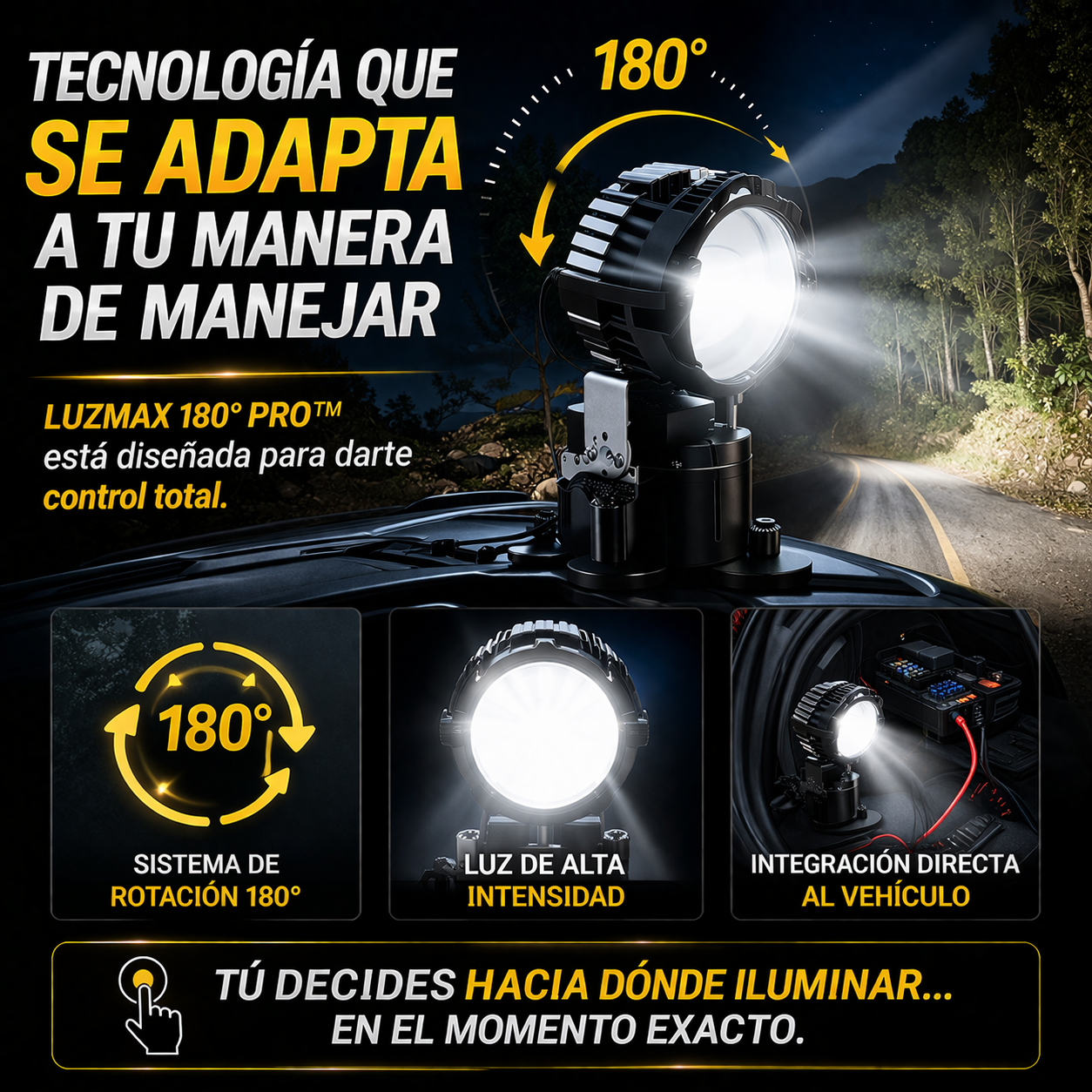 LUZMAX 180° PRO™ | CONTROLA EL CAMINO 1 PAR