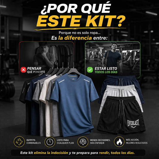 KIT RENDIMIENTO TOTAL™ | 5 Camisetas + 3 Bermudas
