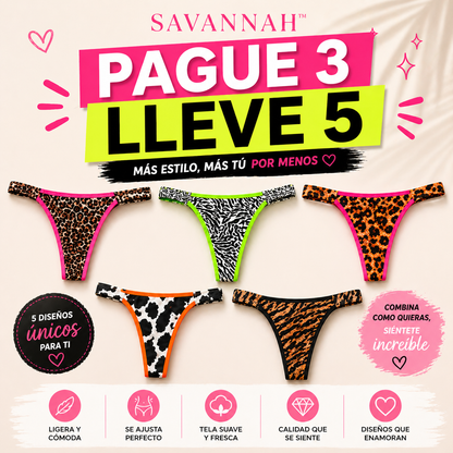 TANGAS SAVANNAH™ | Animal print con un detalle vibrante que no pasa desapercibido 🐆 PAGUE 3 LLEVE 5 🔥