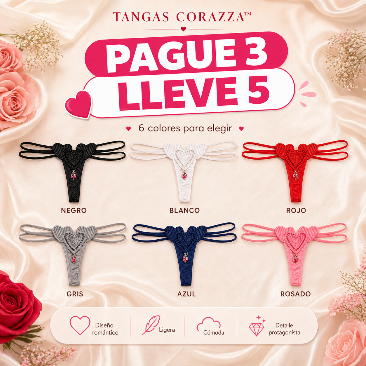 TANGAS CORAZZA™ | Un diseño atrevido con vibra romántica PAGUE 3 LLEVE 5